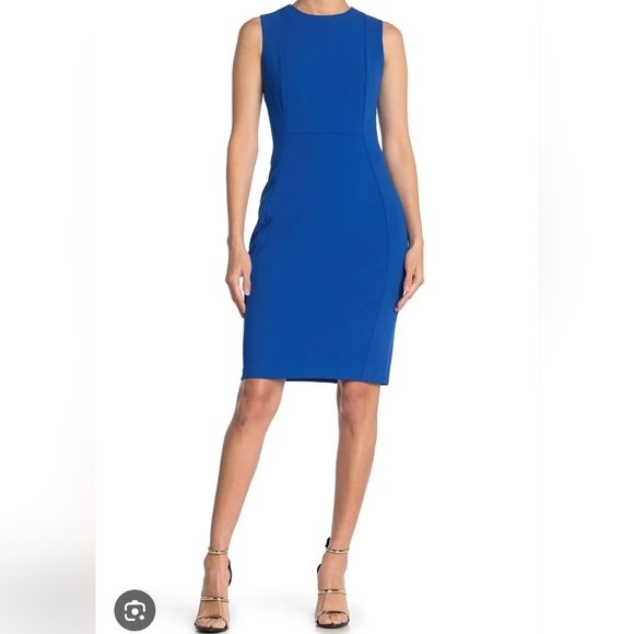 NWOT Elegant Blue Sleeveless Dress - Picture 1 of 6